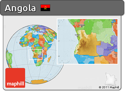 Physical Location Map of Angola, political outside