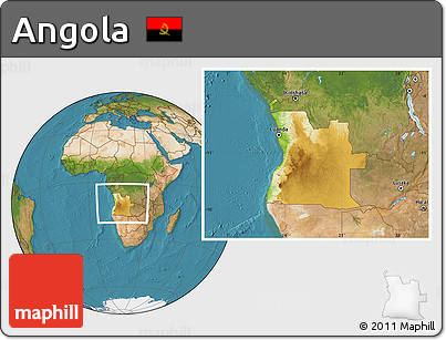Physical Location Map of Angola, satellite outside