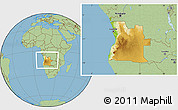 Physical Location Map of Angola, savanna style outside