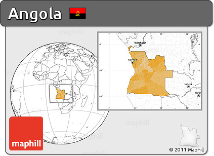 Political Location Map of Angola, blank outside