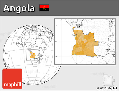 Political Location Map of Angola, blank outside
