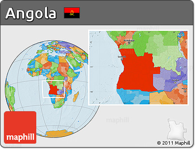 Political Location Map of Angola