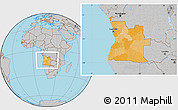 Political Location Map of Angola, gray outside