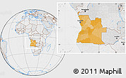 Political Location Map of Angola, lighten, desaturated