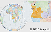 Political Location Map of Angola, lighten