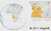 Political Location Map of Angola, lighten, semi-desaturated