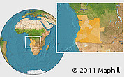 Political Location Map of Angola, satellite outside