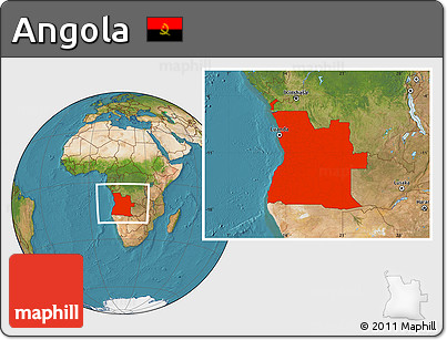 Satellite Location Map of Angola