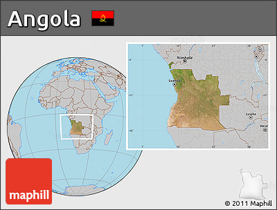 Satellite Location Map of Angola, gray outside