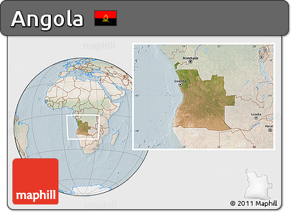 Satellite Location Map of Angola, lighten