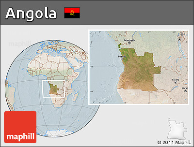 Satellite Location Map of Angola, lighten