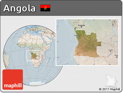 Satellite Location Map of Angola, lighten
