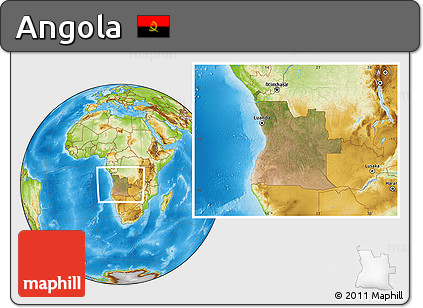 Satellite Location Map of Angola, physical outside