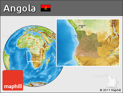 Satellite Location Map of Angola, physical outside