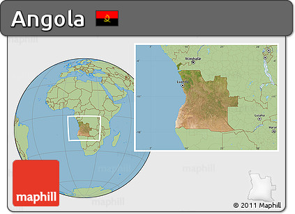 Satellite Location Map of Angola, savanna style outside