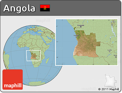 Satellite Location Map of Angola, savanna style outside