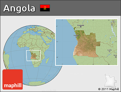 Satellite Location Map of Angola, savanna style outside