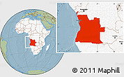 Savanna Style Location Map of Angola, highlighted continent, hill shading