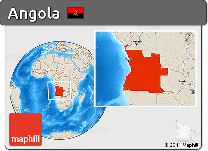 Shaded Relief Location Map of Angola