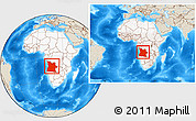 Shaded Relief Location Map of Angola, highlighted continent, within the entire continent
