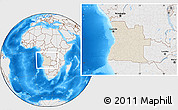 Shaded Relief Location Map of Angola, lighten, desaturated, land only