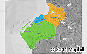 Political 3D Map of Luanda, desaturated