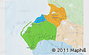Political 3D Map of Luanda, lighten