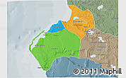 Political 3D Map of Luanda, semi-desaturated