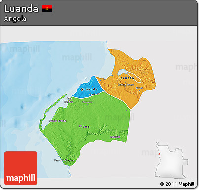 Political 3D Map of Luanda, single color outside