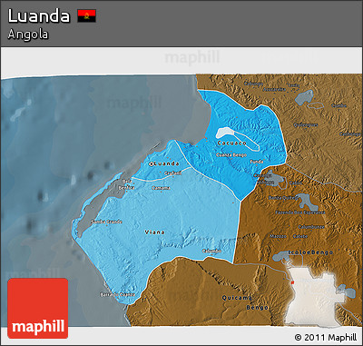 Political Shades 3D Map of Luanda, darken