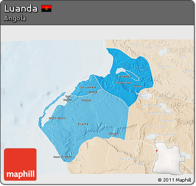 Political Shades 3D Map of Luanda, lighten