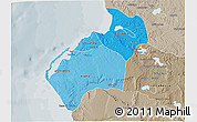 Political Shades 3D Map of Luanda, semi-desaturated