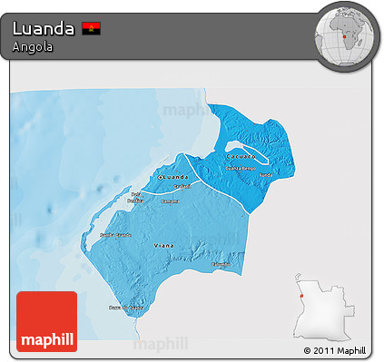 Political Shades 3D Map of Luanda, single color outside