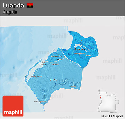Political Shades 3D Map of Luanda, single color outside
