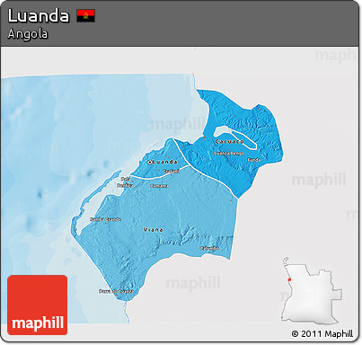 Political Shades 3D Map of Luanda, single color outside