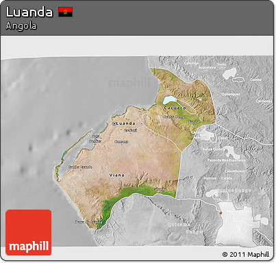 Satellite 3D Map of Luanda, lighten, desaturated