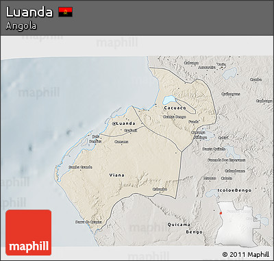 Shaded Relief 3D Map of Luanda, semi-desaturated