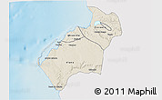 Shaded Relief 3D Map of Luanda, single color outside