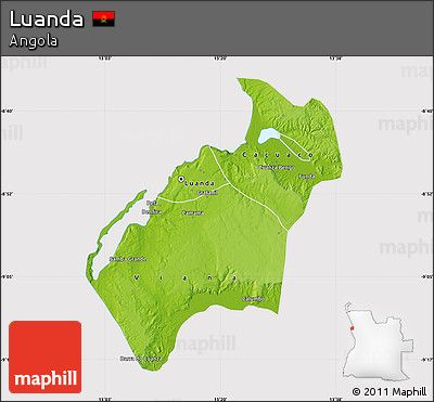 Physical Map of Luanda, cropped outside