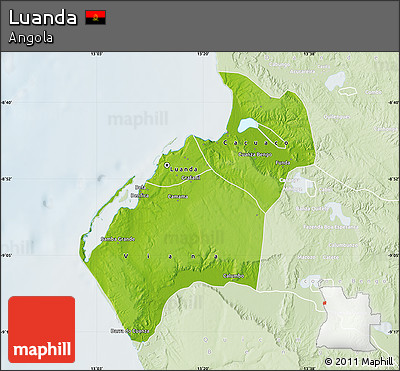 Physical Map of Luanda, lighten