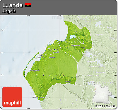Physical Map of Luanda, lighten