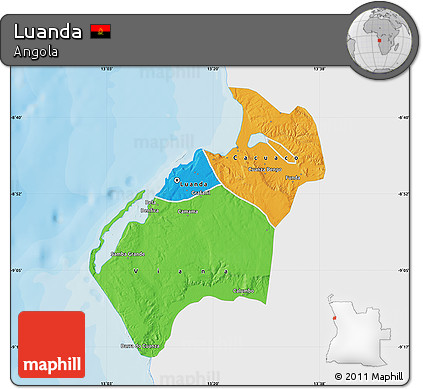 Political Map of Luanda, single color outside