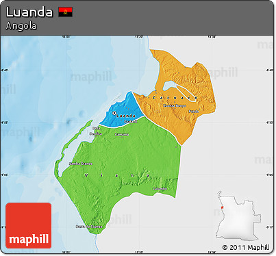 Political Map of Luanda, single color outside