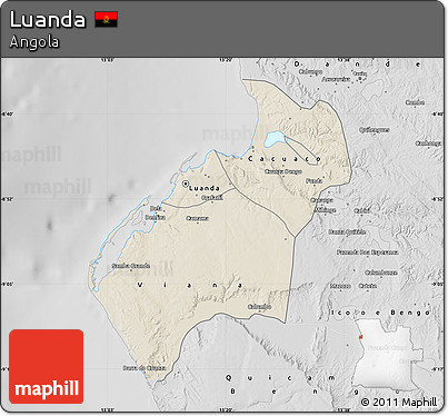 Shaded Relief Map of Luanda, desaturated