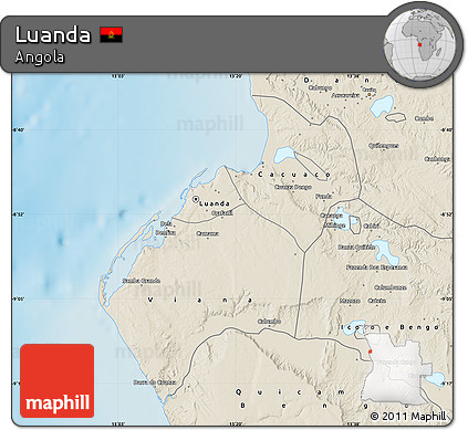 Shaded Relief Map of Luanda
