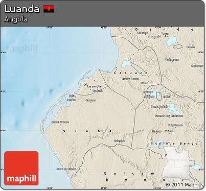 Shaded Relief Map of Luanda