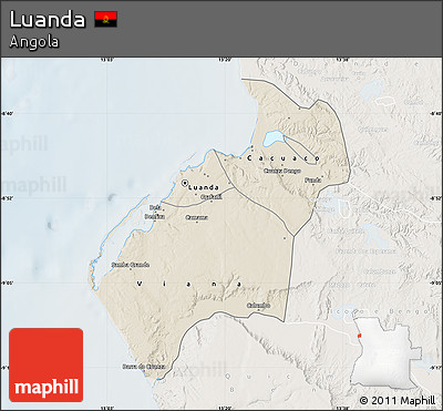 Shaded Relief Map of Luanda, lighten