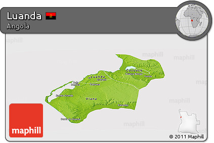 Physical Panoramic Map of Luanda, cropped outside