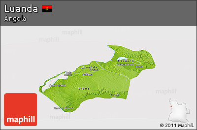 Physical Panoramic Map of Luanda, cropped outside