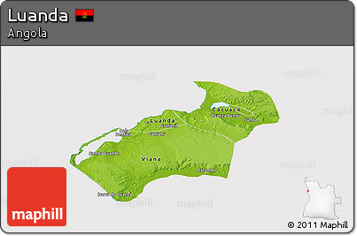 Physical Panoramic Map of Luanda, cropped outside